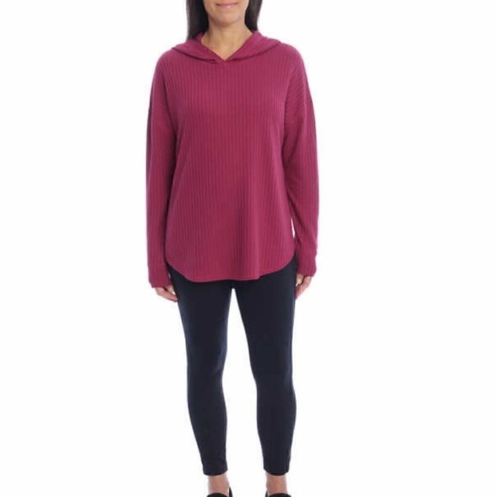 Chaser Waffle Knit Purple Thermal Hooded Sweatshirt S